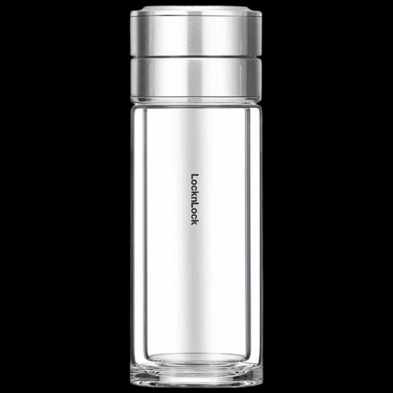 LocknLock LLG6013 Portable Double-Layer Tea Infuser Glass Bottle