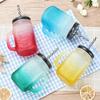 Mason Straws Glass Cup with Lid Frosted Gradient Color Adult Water Bottle Fruit Drink Cold Beverage Cup Rooster Cup