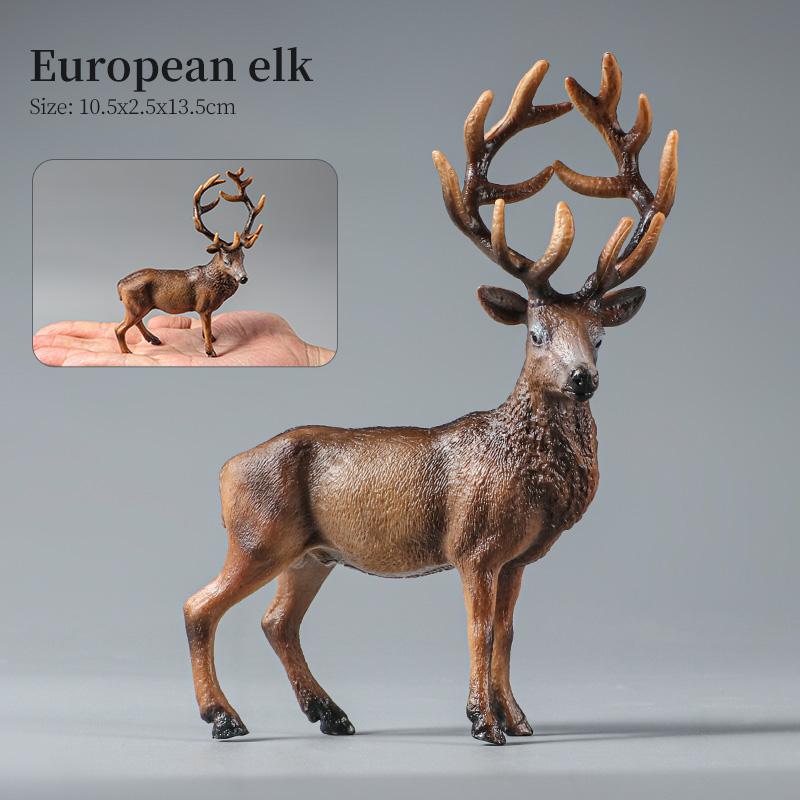 Montessori Wild Animals Model Toy Set - Lion Elephant Antelope Action Figures Miniature Zoo Figurines Educational Kids Gift