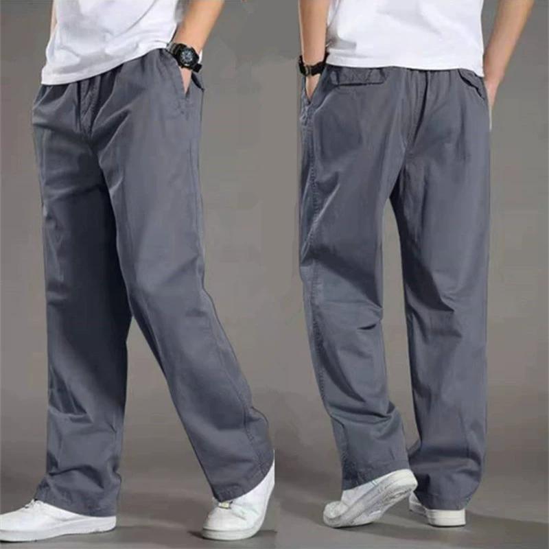 Spring and Autumn Thin Men's Casual Pants Enlarged Overalls Large Size Loose Men's Elastic Waist Trousers