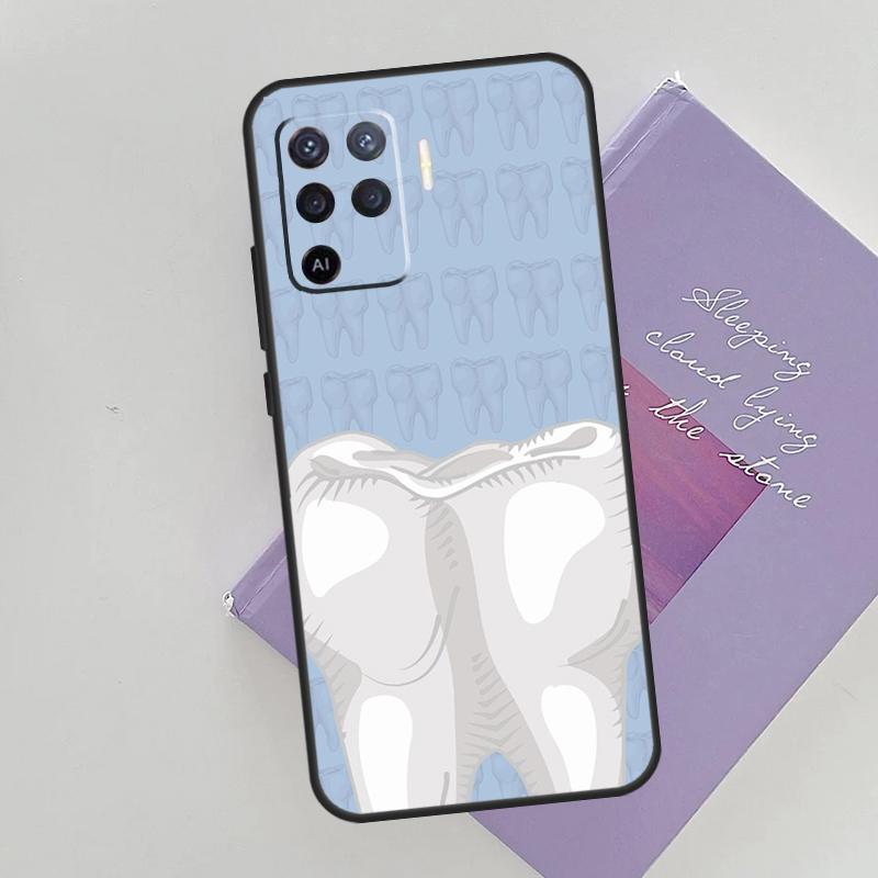 Dentist Tooth Pattern Phone Case For Oppo A54 A74 A94 A15 A16 A17 A52 A72 A76 A96 A57 A58 A78 A98 A53S Cover Case