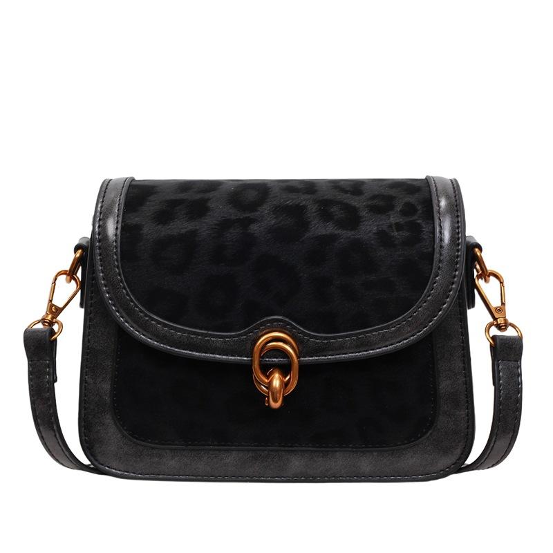 Retro niche leopard print bag women's 2025 new fashion versatile messenger bag autumn and winter explosion super hot small square bag