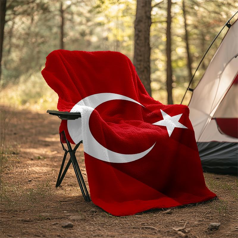 1pc TURKIYE Theme Blanket - Digital Print, Polyester, Cozy for All Seasons, Perfect for Outdoor, and Travel