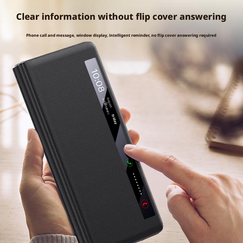 For Honor Magic V6 All-in-one Leather Case Luxury Gold-rimmed Skin-friendly Leather Magnetic Cover For Magic V6 Shockproof Funda
