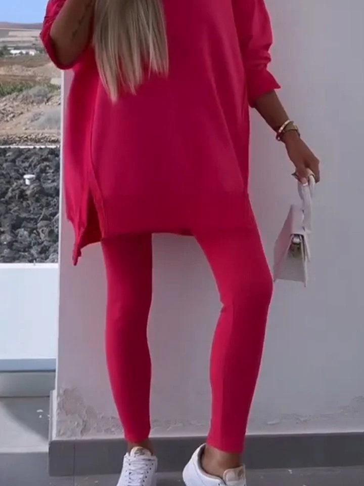 Damen Freizeit Sportbekleidung Set - Kapuzenpullover & Skinny Hose