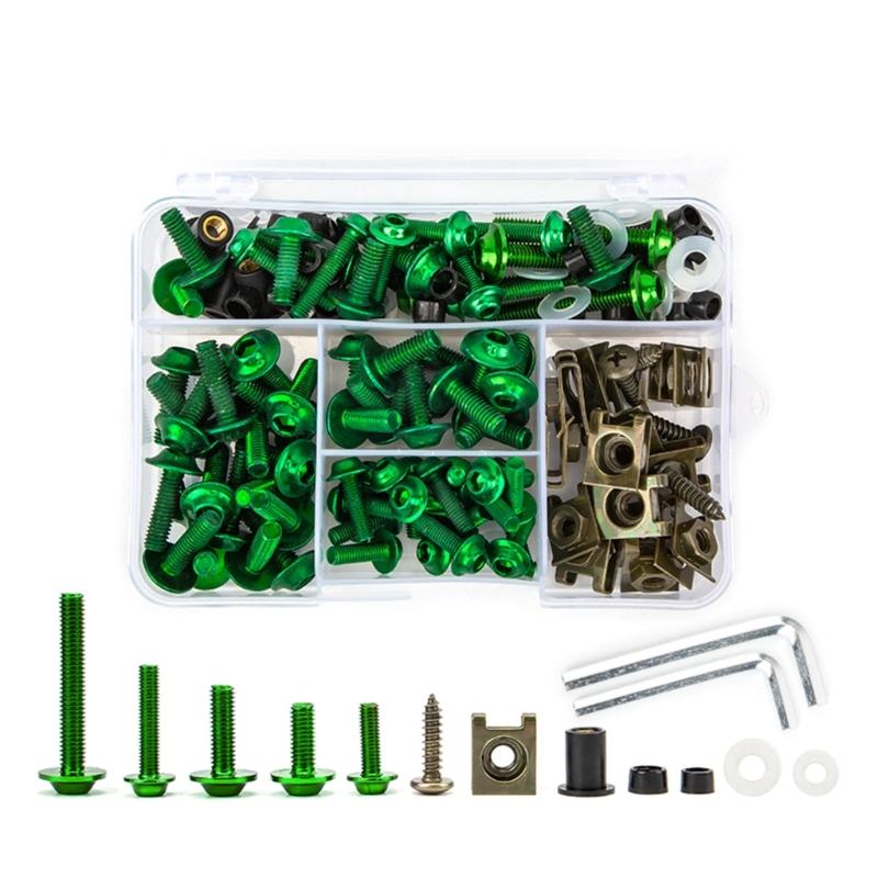 177 шт. Полный комплект болтов для обтекателя, винты M5 M6 для мотоциклетного ветрового стекла, гайка болта обтекателя, кузов зелёный