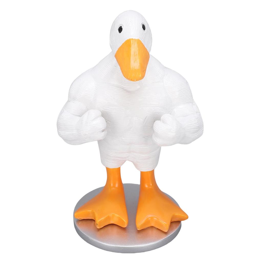 Funny Muscle Duck Statue Home Decor Cute Little Duck Garden Figurine for Entryway Table