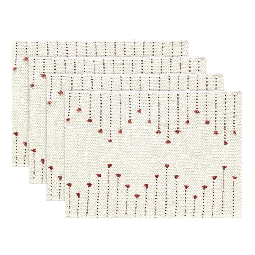 Light Grey Farmhouse Woven Rustic Placemats Set of 6,12x18 Seasonal Holiday Macrame Burlap Kitchen Dining Table Decoration for Home Party Decor