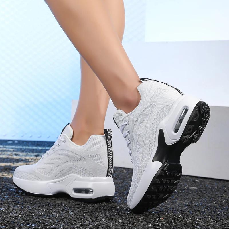 Women High Top Walking Shoes 9 Cm Wedges Sports Shoes Thick Sole Platform Fitness Sneakers Outdoor Ladies Running Jogging Shoes