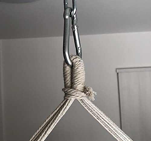 Hammock chair carabiner included Mexican style mesh + chair, off-white