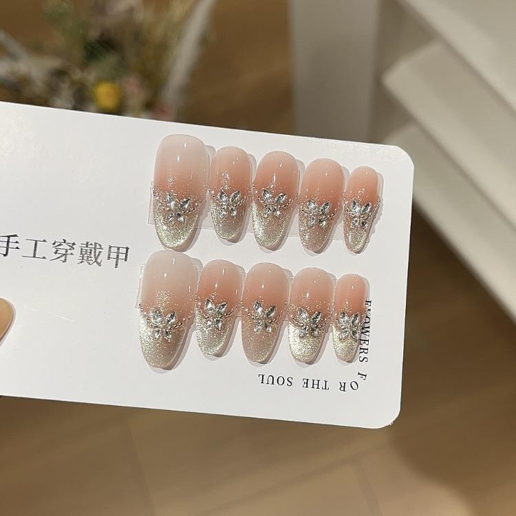 

Белый и Яркий Галактический Кошачий Глаз Флэш К9 Бриллиант Чистый Ручной Работы Накладной Ноготь L