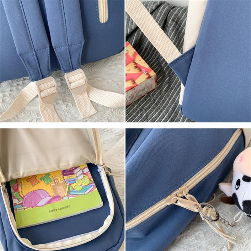 Fashion Contrast Color Women's Backpack Waterproof School Bags For Girls Large Capacity Students Bag Anti-theft School Backpack