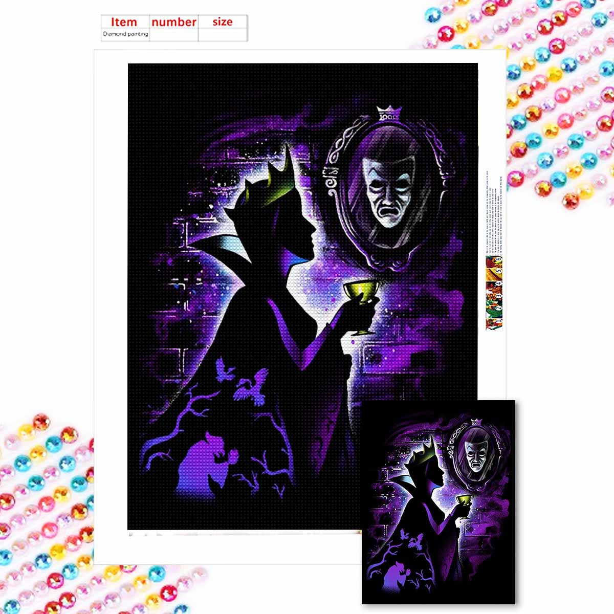 

Full Round Diamond Painting The Queen and Her Mirror Art Rhinestone Picture Mosaic DIY 5D Cross Stitch Embroidery Home Decoration Round 20x30cm