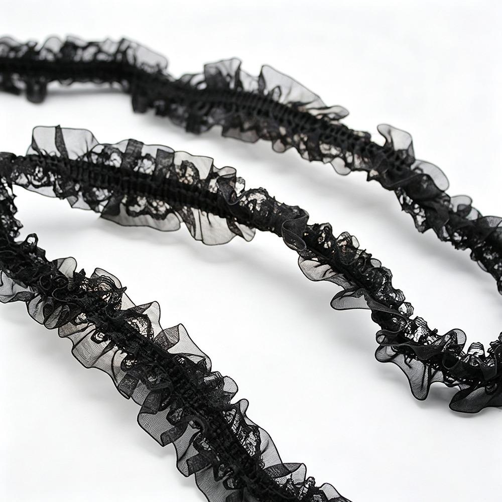 Double Layers Embroidery Lace Fabric Elastic Sewing Lace Trim Pleated Lace Trim For DIY Crafts