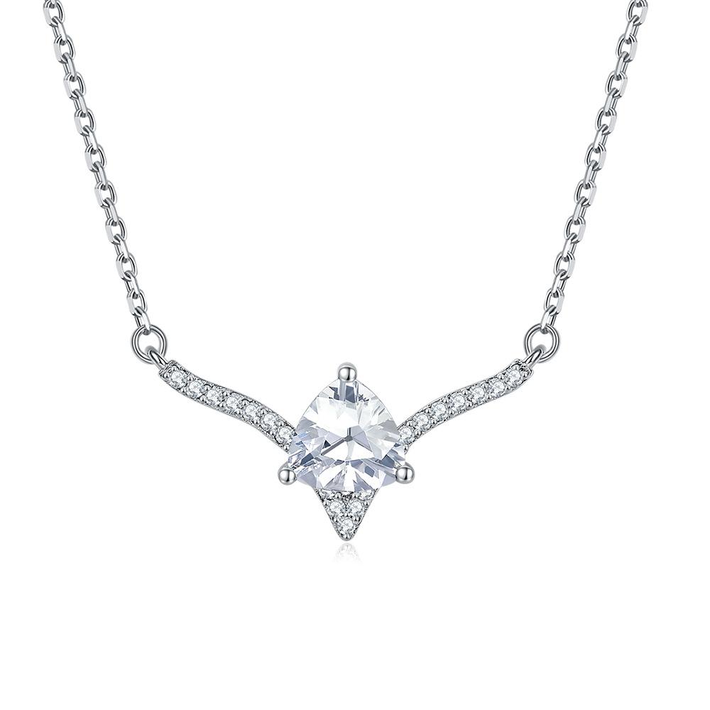

Triangular zircon pendant s925 sterling silver necklace women s niche design sense light luxury collarbone chain 925 silver платиновый