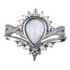 2025New Luxury Full-diamond Opal Couple Rings, European and American Women's Wedding Rings, Creative Water Drop Crown Jewelry