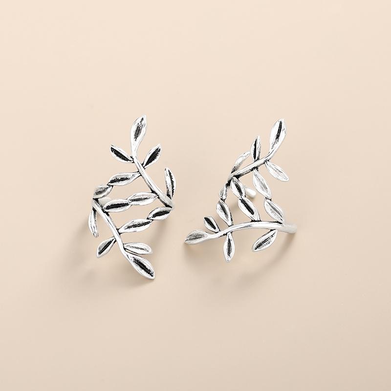 Huitan Chic Leaf Shaped Clip on Earrings for Women Non-piercing Newly Ear Cuffs Metal Copper Color/Gold Color Hot Trend Zircon