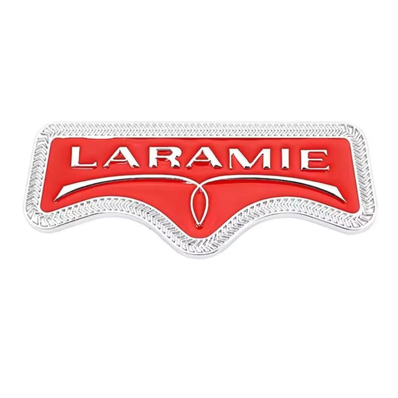 

3D Metal Car Sticker LARAMIE Logo Emblem Badge Decal Front Hood Grille for Ram 1500 2500 3500 C-halleng-er J-ourne-y C-alibe-r Silver Red-Badge