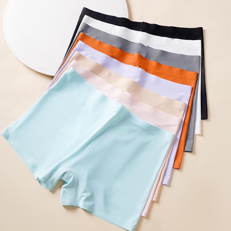 Seamless Ice Silk Safety Shorts - Women’s Mid-Waist Anti-Exposure, Plus Size, Summer Boxer Briefs.