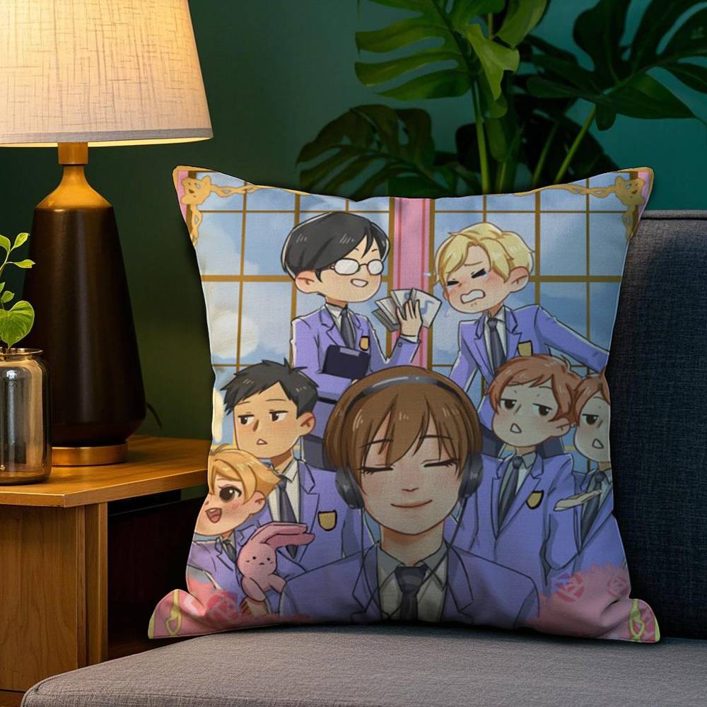 O-Ouran High School Pillow Case Plush Fabric Soft Double Sided Print Sofa Cushion Cover Throw Pillow Covers