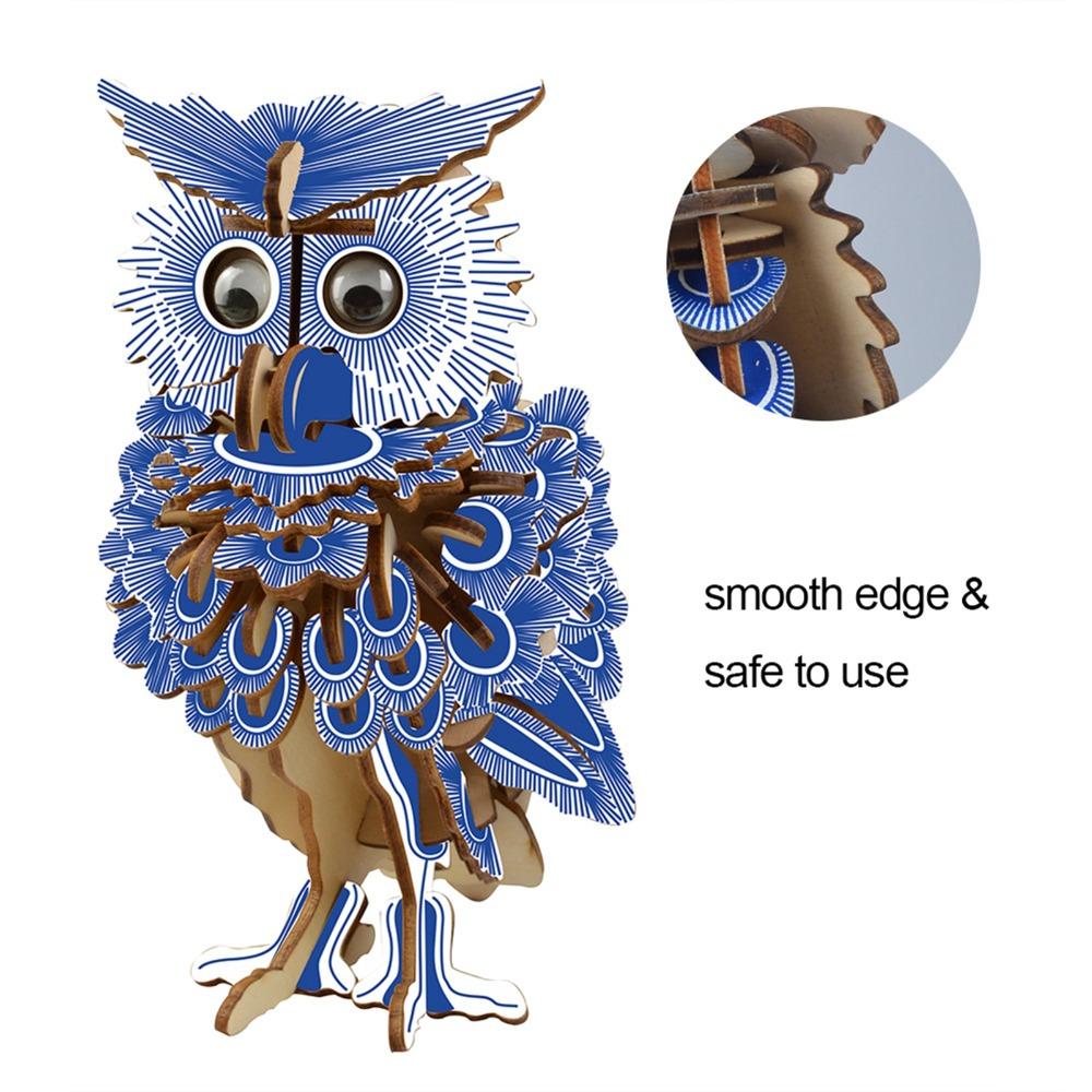 Jigsaw Puzzle Wooden Owl Puzzle Assembly Required Wooden Craft Toy 3D Puzzle Toy STEM Learning