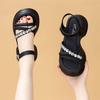 thick-soled rhinestone French sandals for women's 2025 summer new models, fashionable and versatile, high-heeled soft-soled beach shoes, small men