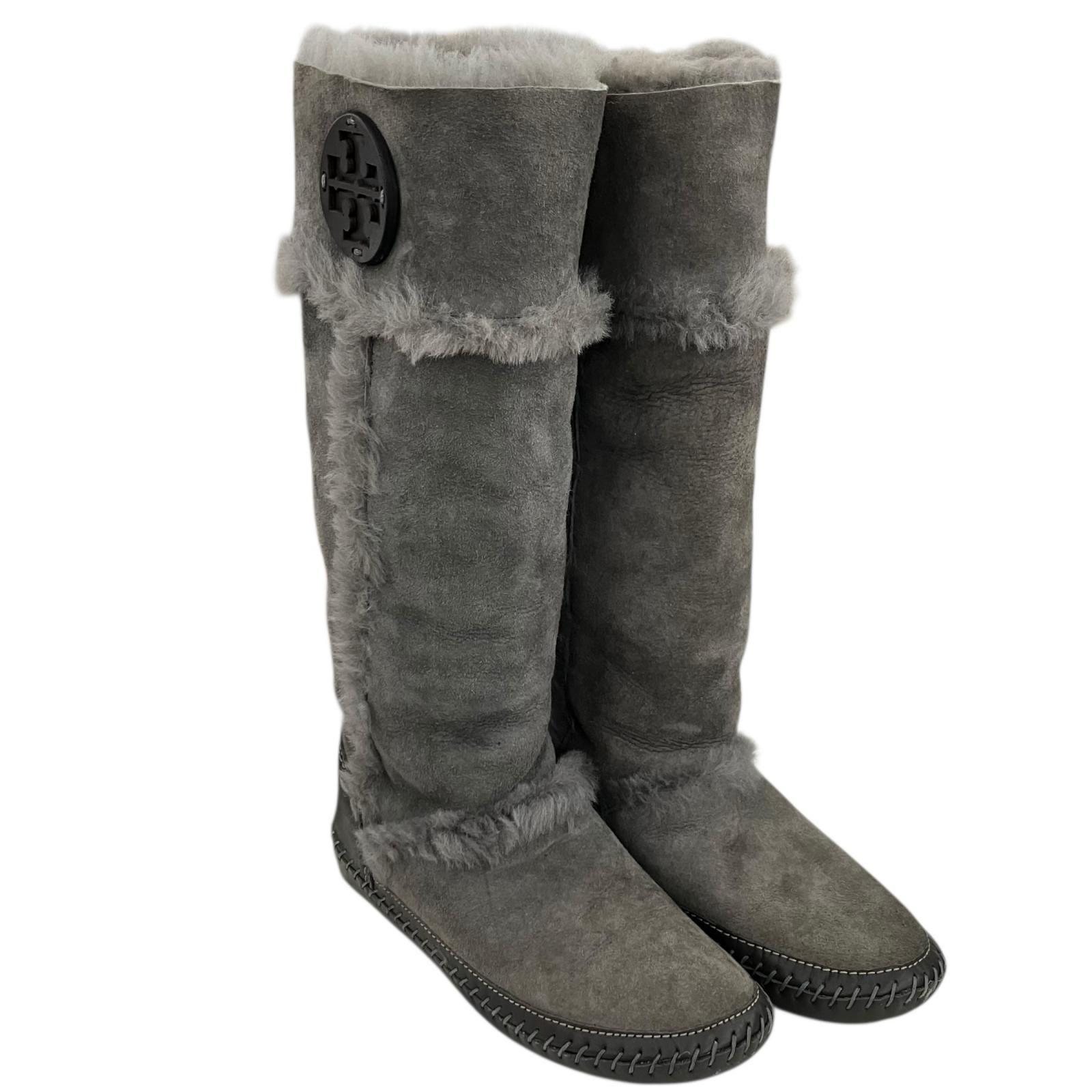 Used 186005 Current condition Tory Burch Long boots Shearling 23.5cm Gray Ladies