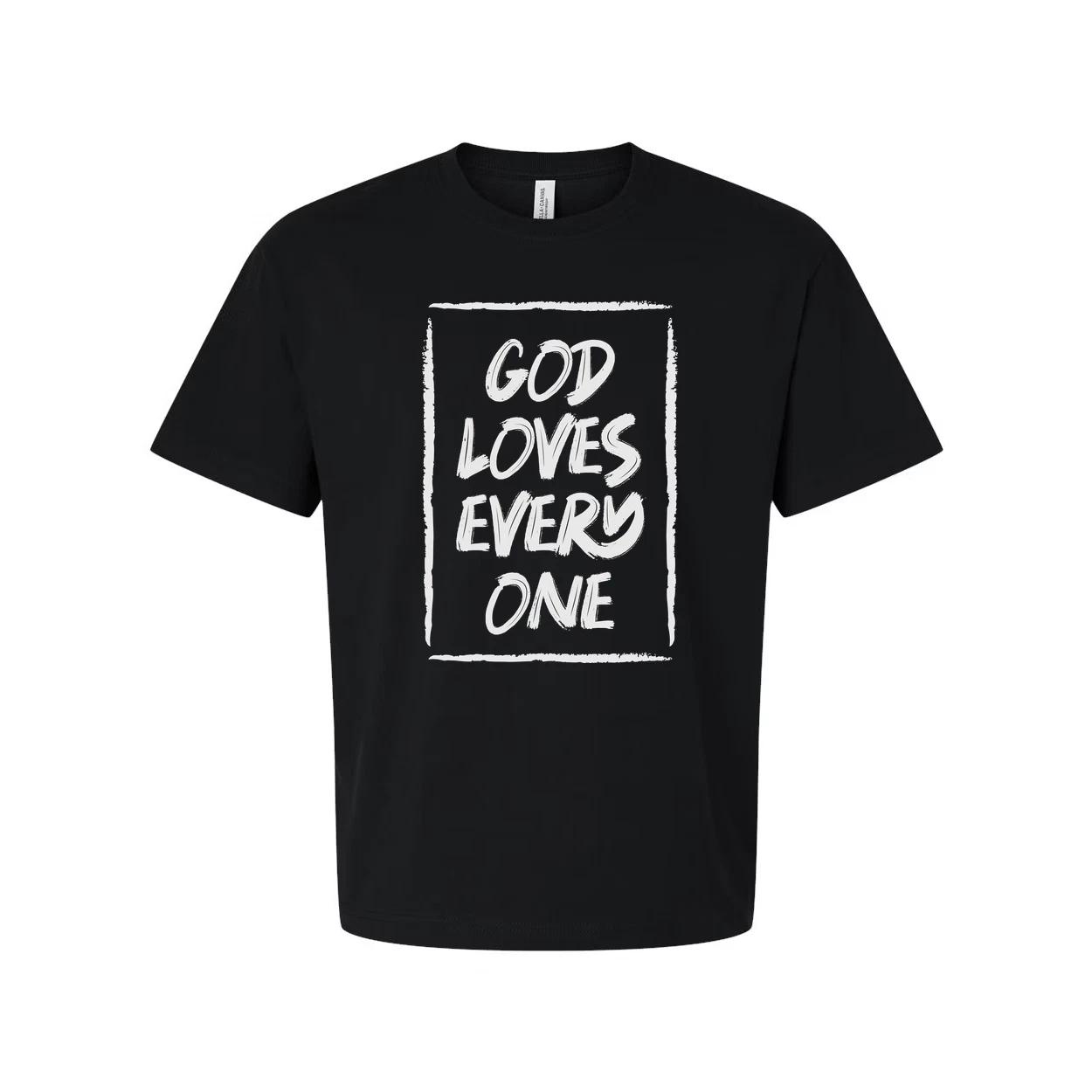 God Loves Everyone Graphic Tee For Christians Unisex Short Sleeve Shirt With Ins L