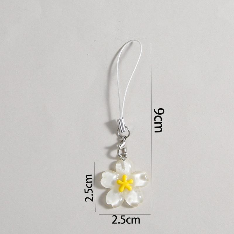 Cute Romance Colorful Sakura Flower Pendant Mobile Phone Chain for Women Girls Couple Accessories Bag Keychain Friendship Gift