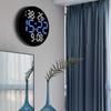 Multifunctional Wall Clock Round Remote Control Time Week Date Temperature Humidity Display for Home Dining Room
