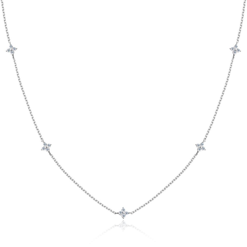 

KNOBSPIN Four-Leaf Clover Moissanite Necklaces for Women 2mm D VVS1 GRA Certified Lab Moissanite s925 Silver Necklace 45cm&zircon(without GRA)