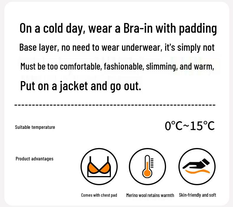 Women’s Cashmere Silk Slimming Underwear Set with Built-In Bra: Warm Cotton-Wool Long Sleeve Top & Bottoms for Autumn/Winter