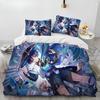 Genshin Impact Game Gamer Cartoon Comforter Bedding Set,Duvet Cover Bed Set Quilt Cover Pillowcase,king Queen Size Bedding Set
