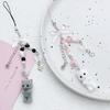 Cute Sweet Bowknot  String Beads Flocking Kitty Key Chains Mobile Phone Pendant for Women Exquisite Cat Jewelry Accessory Gifts