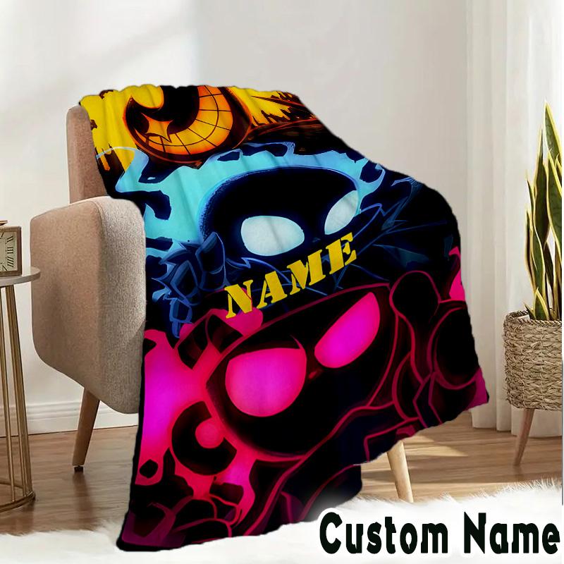 Custom Name Cup-head Blanket Bedding Blanket Picnic Blanket for Women Men, Throw Blankets for Couch Bed, Christmas and Halloween gifts