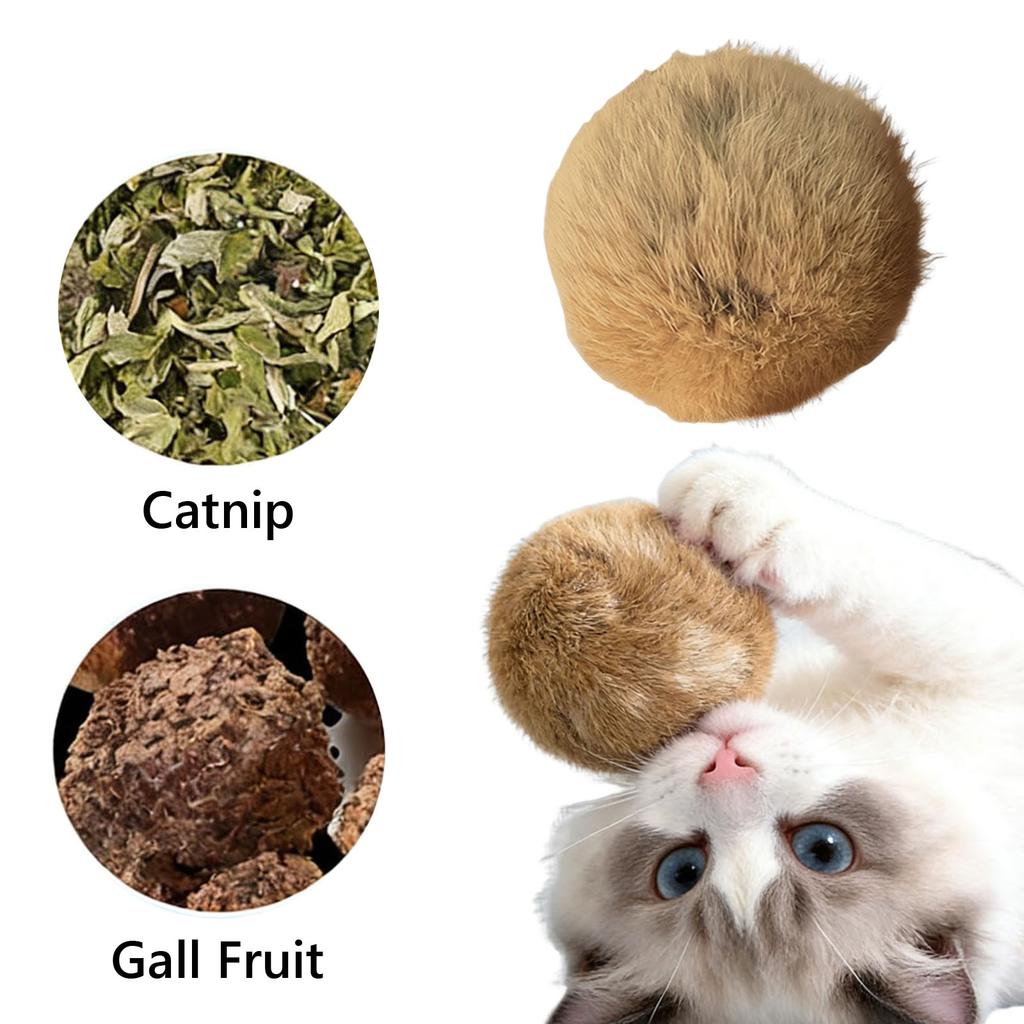 8cm Faux Fur Cat Balls Toy for Indoor Pet Kitten Teething Chasing & Self Play