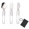 3PCS Camping Flatware Sets Stainless Steel Kitchen Accessory Spoon Fork Knife With Nylon Bag Foldable Tableware Dinnerware Set