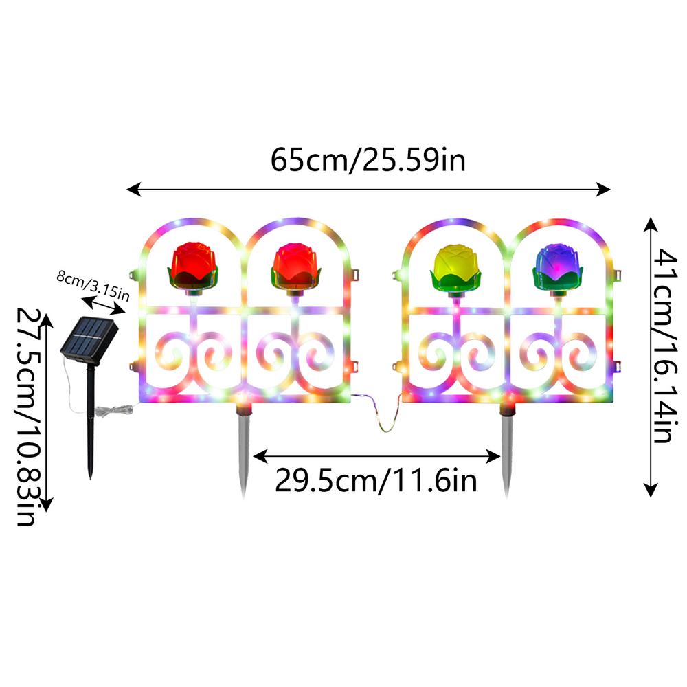 Lighted Christmas Fence 2X Picket Fence Garden Border Waterproof Lighting Fence Decoration For Patio
