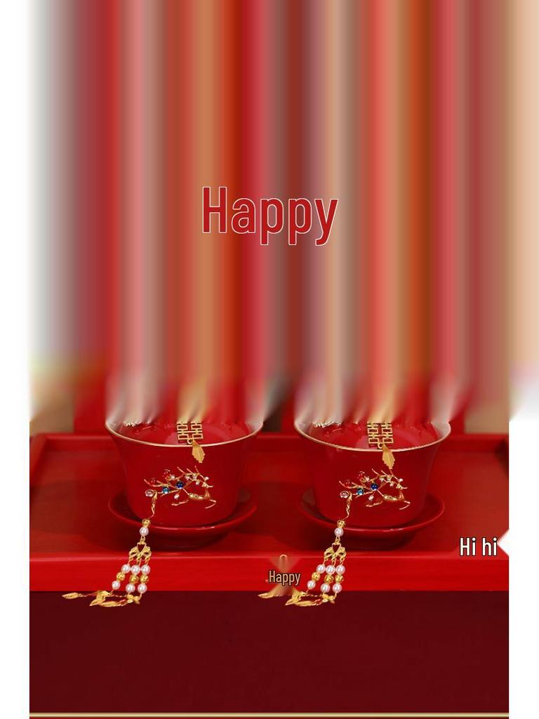 Wedding Tea Set: Red Bowls, Cups, and Chopsticks for Bride's Dowry