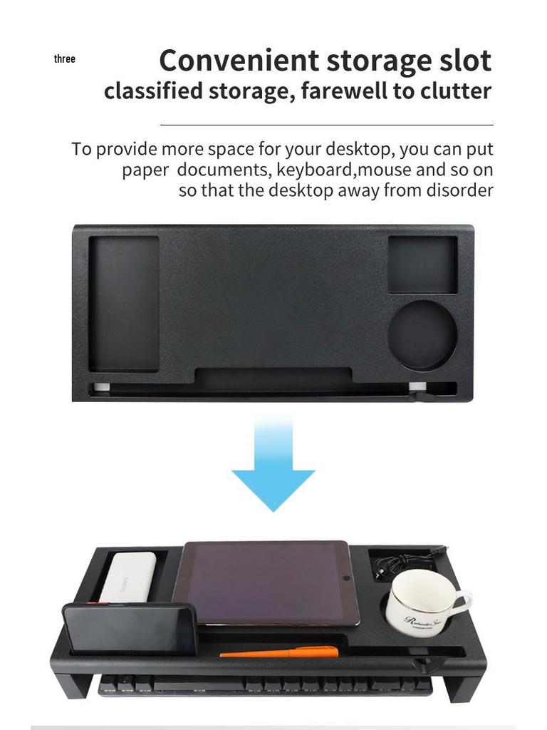 Multifunctional USB Charging Monitor Riser & Storage Rack for Desktop