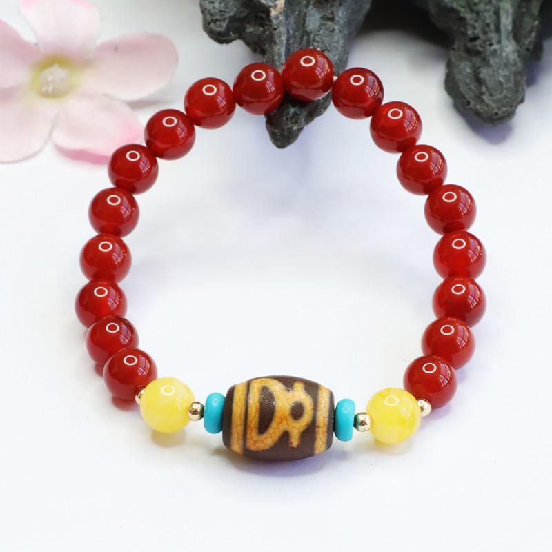 Juan Yu Schwarzer Achat & Neunäugige Dzi-Perle Armband MN3063001
