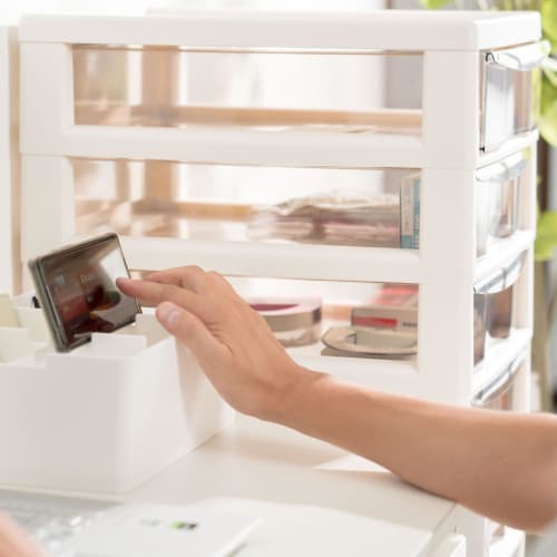 JEJ Astage "Apros" Document Case, A4 Size, 3 Deep Drawers, Ivory, 143004