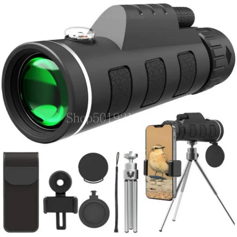Monocular Telescope 40X60 Powerful High Definition Zoom Low Night Vision Binoculars with SmartPhone Holder For Hunting Camping