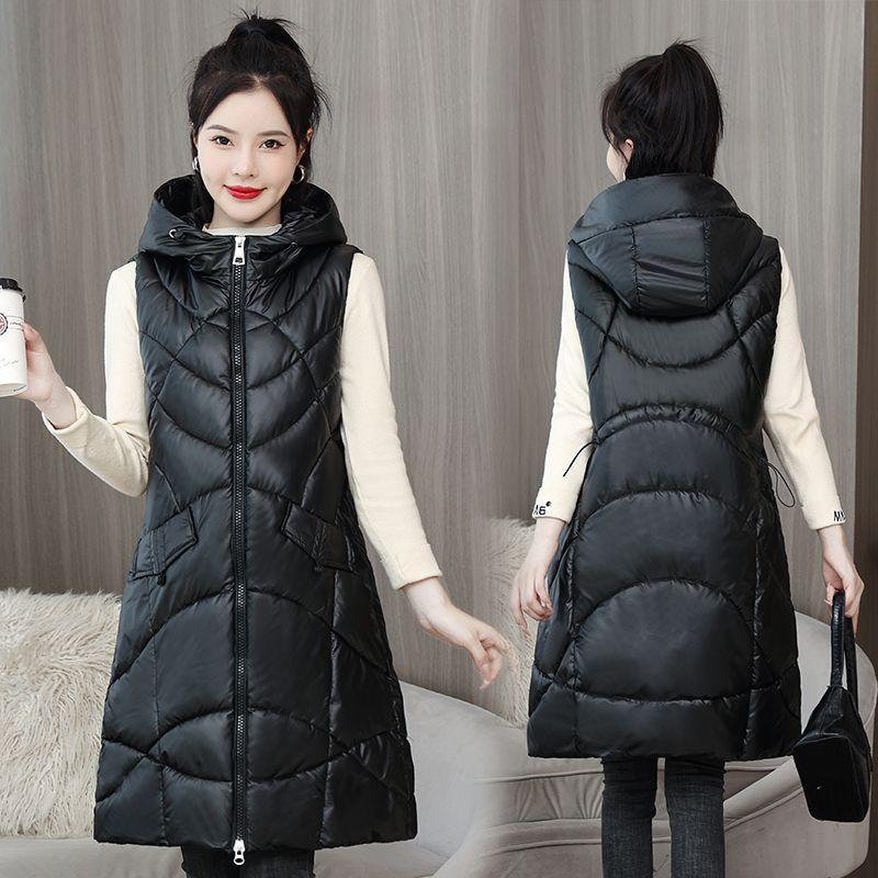 New leave-in glossy down cotton vest women's medium and long autumn and winter thickened vest jacket