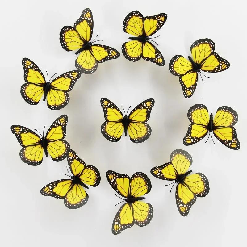 10 pezzi Adesivo Farfalla Monarca 3D Farfalle Finte per Artigianato Decorazione Murale Farfalla Artificiale per Casa Camera da Letto Festa di Matrimonio