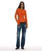 PARTIMENTO WOMEN 3-Way Cowl Neck Long Sleeve Tee_Orange