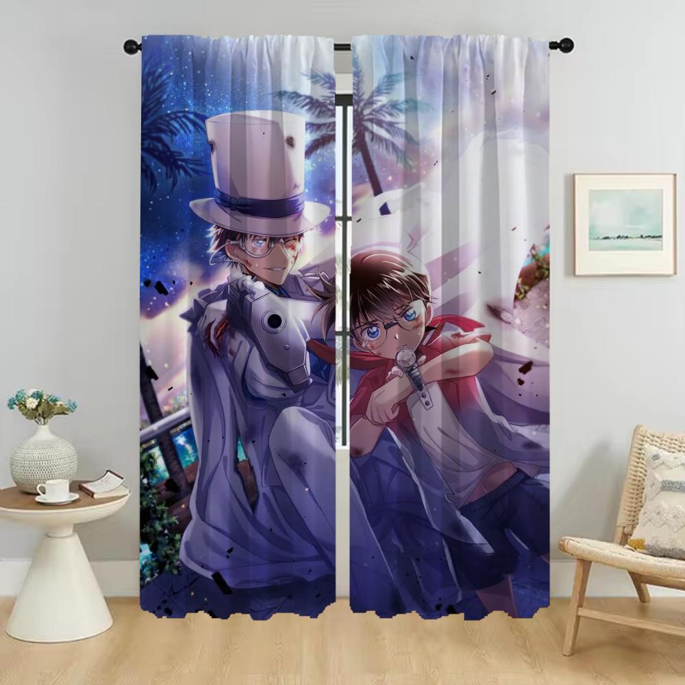 Kaitou Kiddo Curtains for Living Room Curtain Blackout Curtains 2 Pieces Partition Tulle for Bedroom Shades Kitchen Elegant Home
