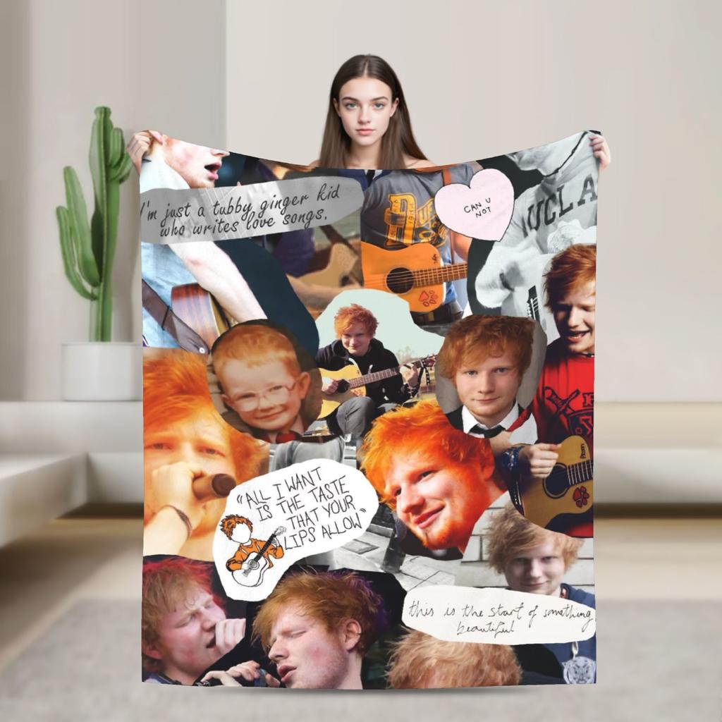 Britský Ed Sheeran hlava Písně Deku Měkká Teplá Street Trend Plyšové Lůžkoviny Přehozy Pro Venkovní Piknik Flanelové Povlak na Postel Pokrývku Postele