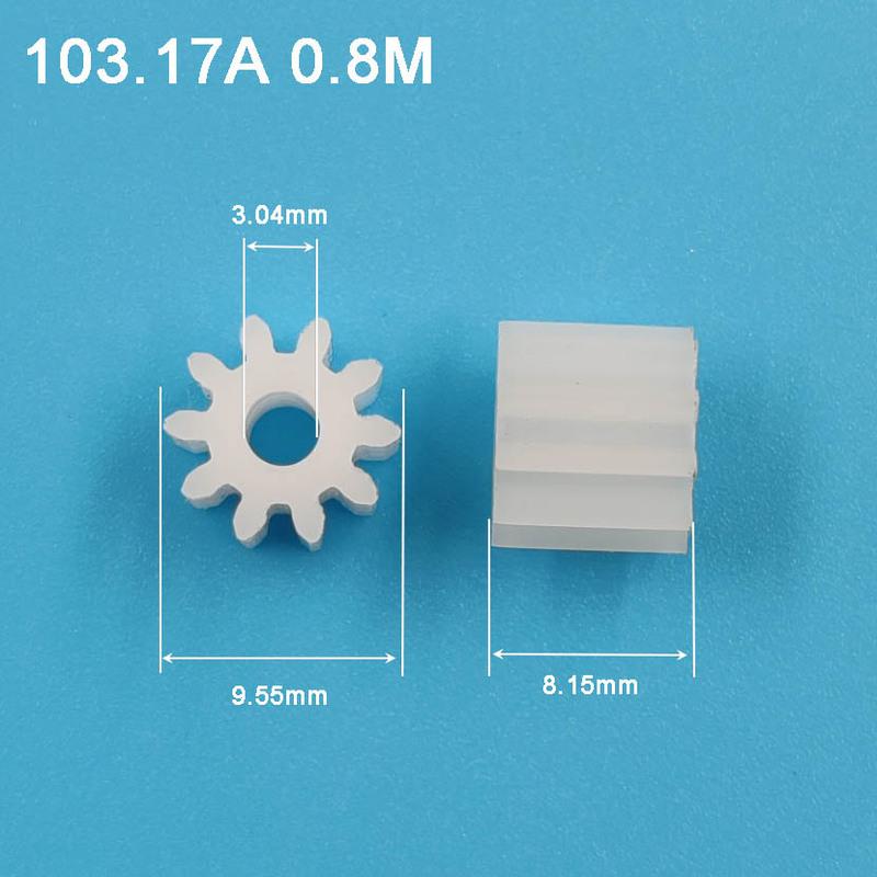 10T 0.8M Spur Gear OD=9.6mm 10 Teeth Customize Hole 3mm 3.17mm 5mm Plastic POM Pinion 103B 105A