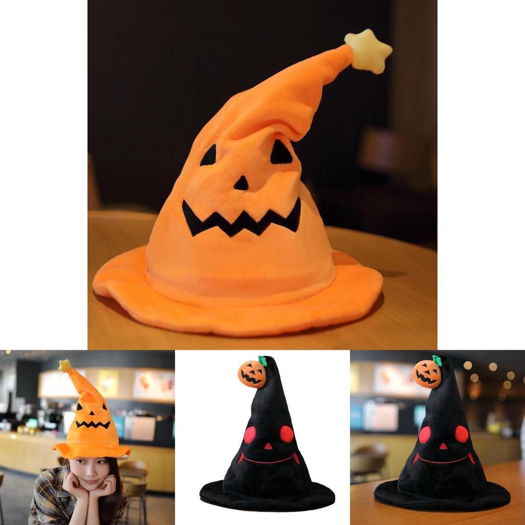 Halloween Electric Pumpkin Elf Hat Ghost Festival Party Costume Plush Toy Yellow 30*30*40cm Black 30*30*40cm